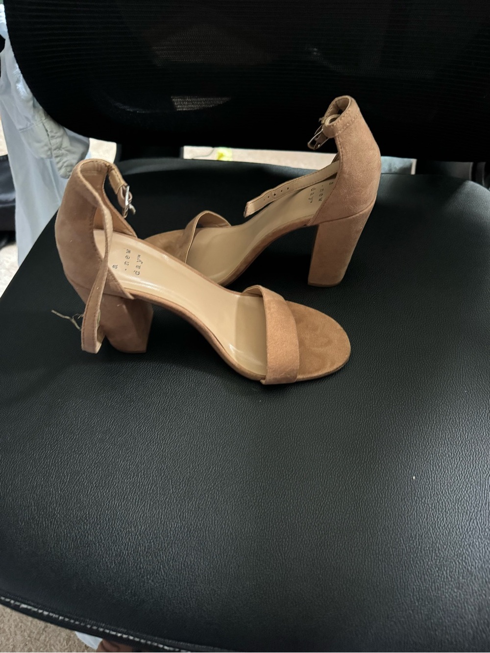 a new day Tan Suede Ankle-Strap Block Heels